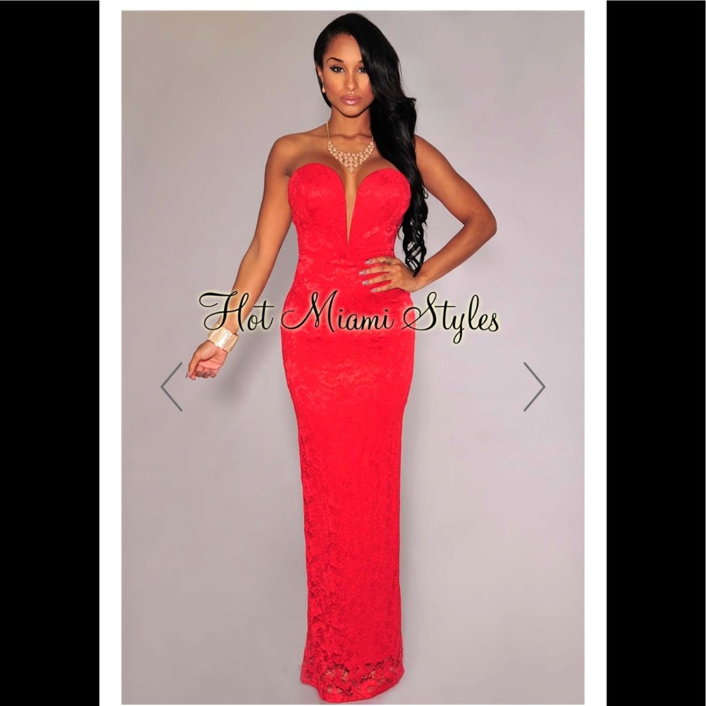 Plunge Lace Maxi Dress